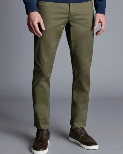 Pants & Shorts<Charles Tyrwhitt Twill 5 Pocket Jeans - Green Olive