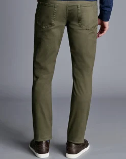 Pants & Shorts<Charles Tyrwhitt Twill 5 Pocket Jeans - Green Olive