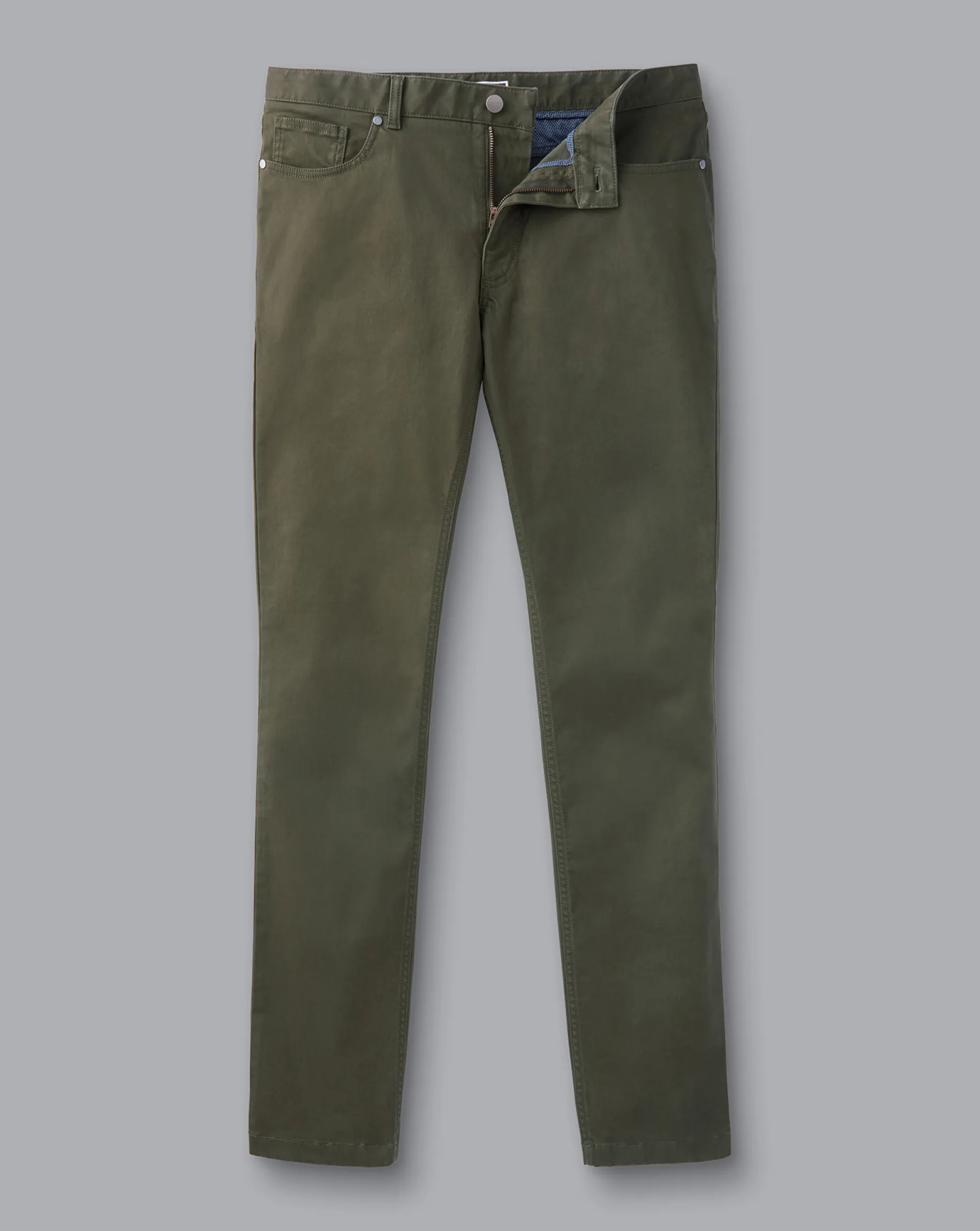 Pants & Shorts<Charles Tyrwhitt Twill 5 Pocket Jeans - Green Olive
