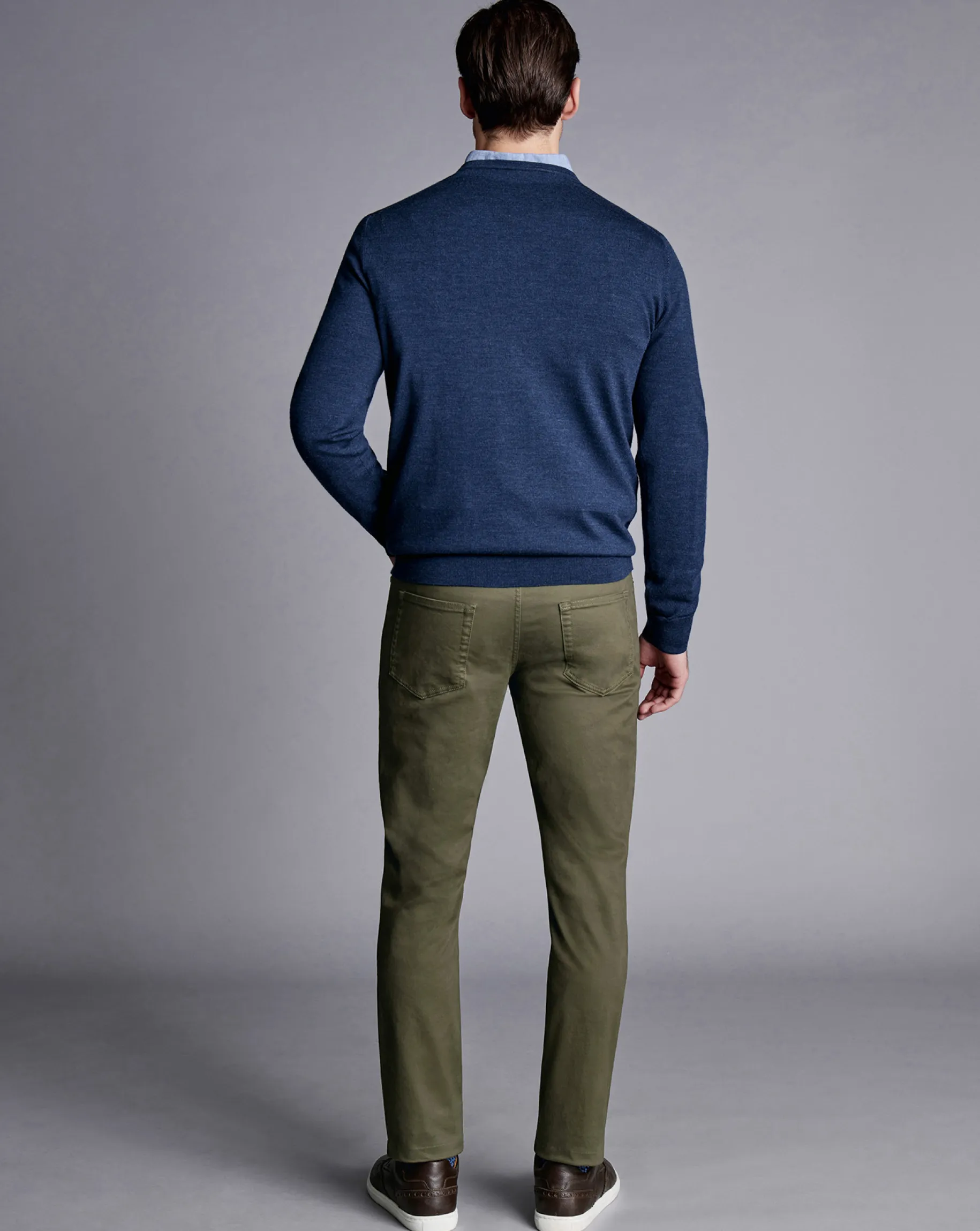 Pants & Shorts<Charles Tyrwhitt Twill 5 Pocket Jeans - Green Olive