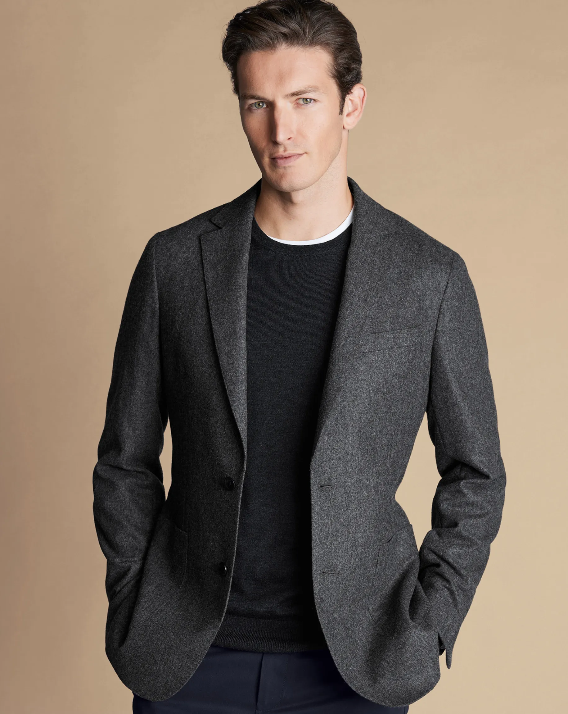 Blazers<Charles Tyrwhitt Twill Wool Jacket - Grey Charcoal
