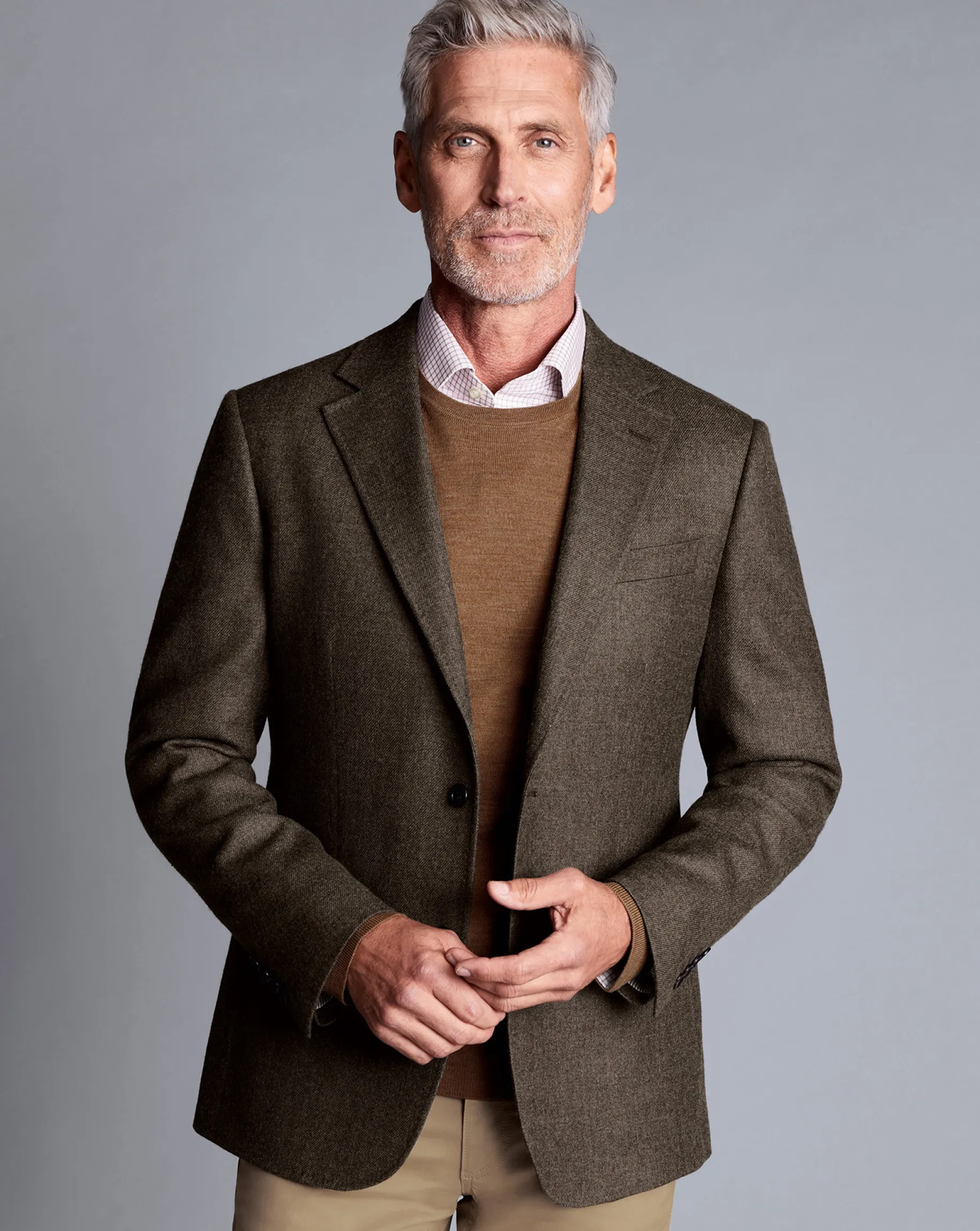 Brown|Blazers<Charles Tyrwhitt Twill Wool Jacket - Mocha