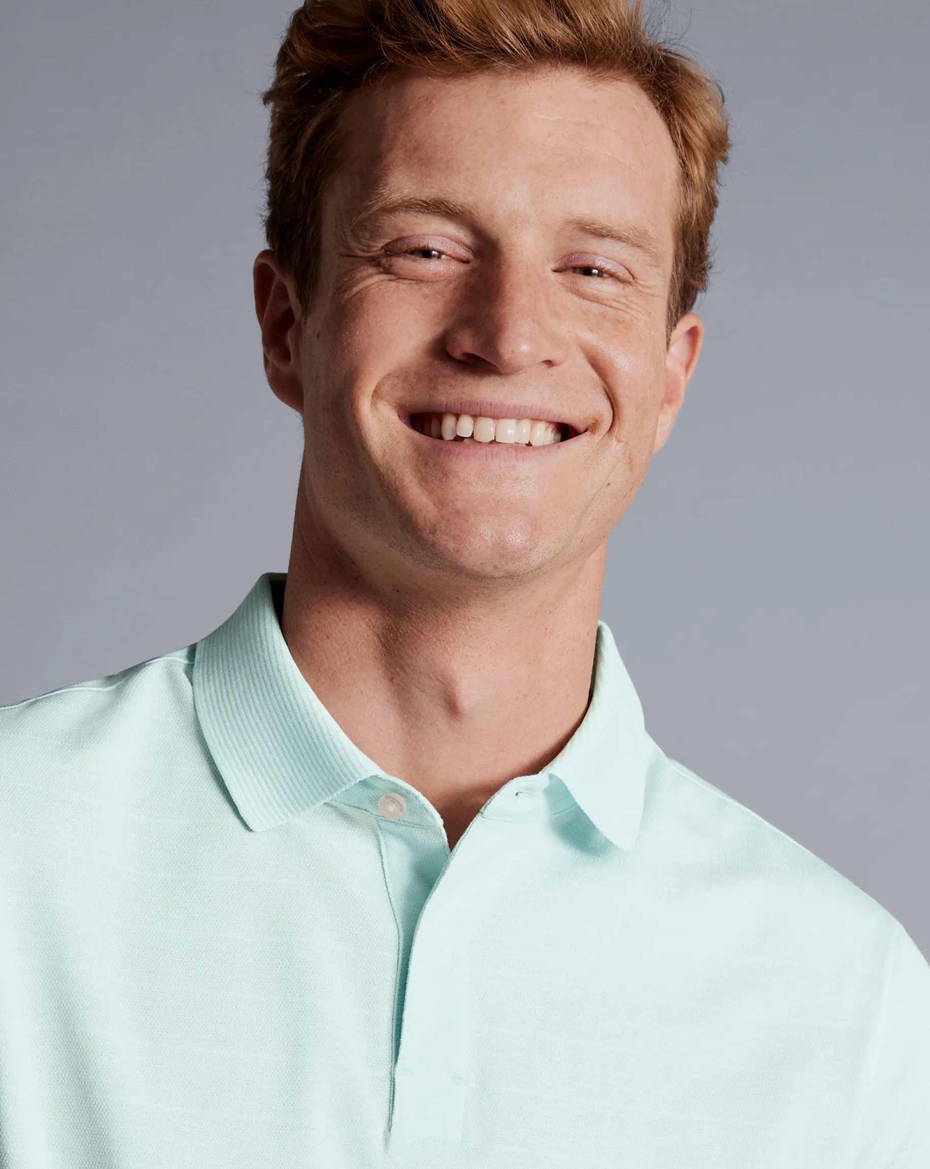 Golf polos|green<Charles Tyrwhitt Tyrwhitt Cool Polo - Pale Teal Green