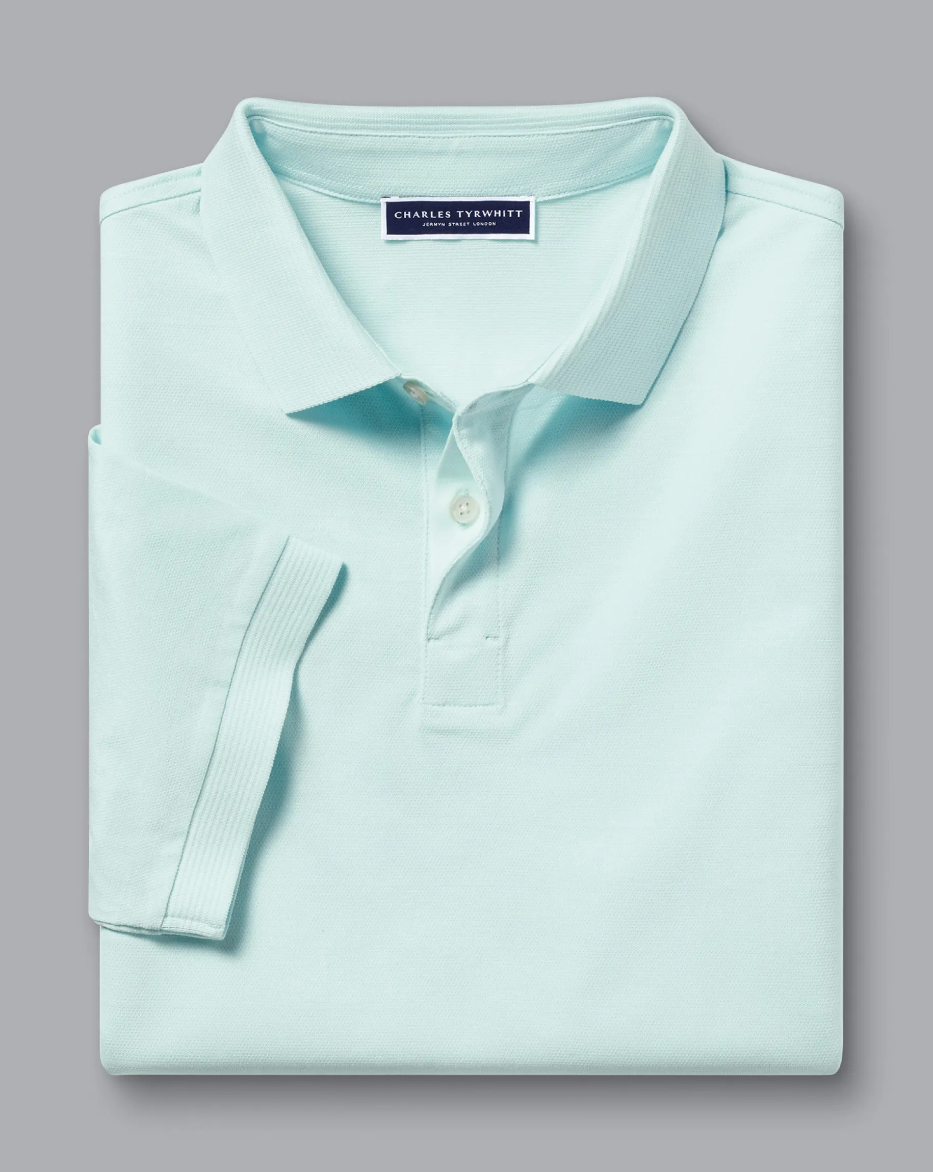 Golf polos|green<Charles Tyrwhitt Tyrwhitt Cool Polo - Pale Teal Green