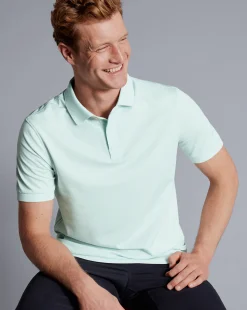 Golf polos|green<Charles Tyrwhitt Tyrwhitt Cool Polo - Pale Teal Green