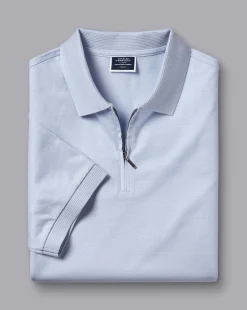Shirt Sale|Polos<Charles Tyrwhitt Tyrwhitt Cool Quarter Zip Polo - Light Blue