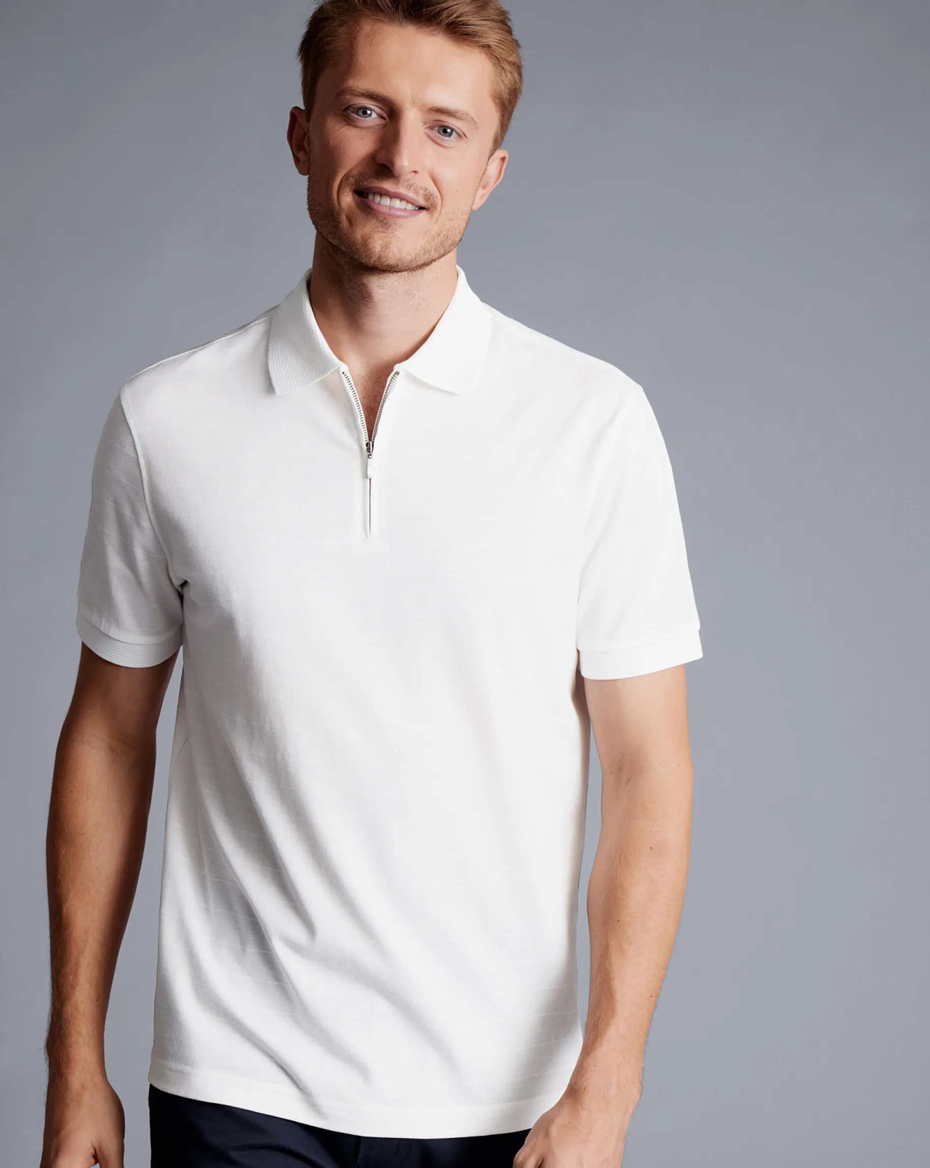 Shirt Sale|Polos<Charles Tyrwhitt Tyrwhitt Cool Quarter Zip Polo - White
