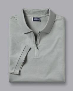 Shirt Sale|Polos<Charles Tyrwhitt Tyrwhitt Cool Quarter Zip Polo - Light Grey