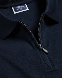 Shirt Sale|Polos<Charles Tyrwhitt Tyrwhitt Cool Quarter Zip Polo - Dark Navy