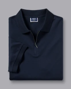 Shirt Sale|Polos<Charles Tyrwhitt Tyrwhitt Cool Quarter Zip Polo - Dark Navy