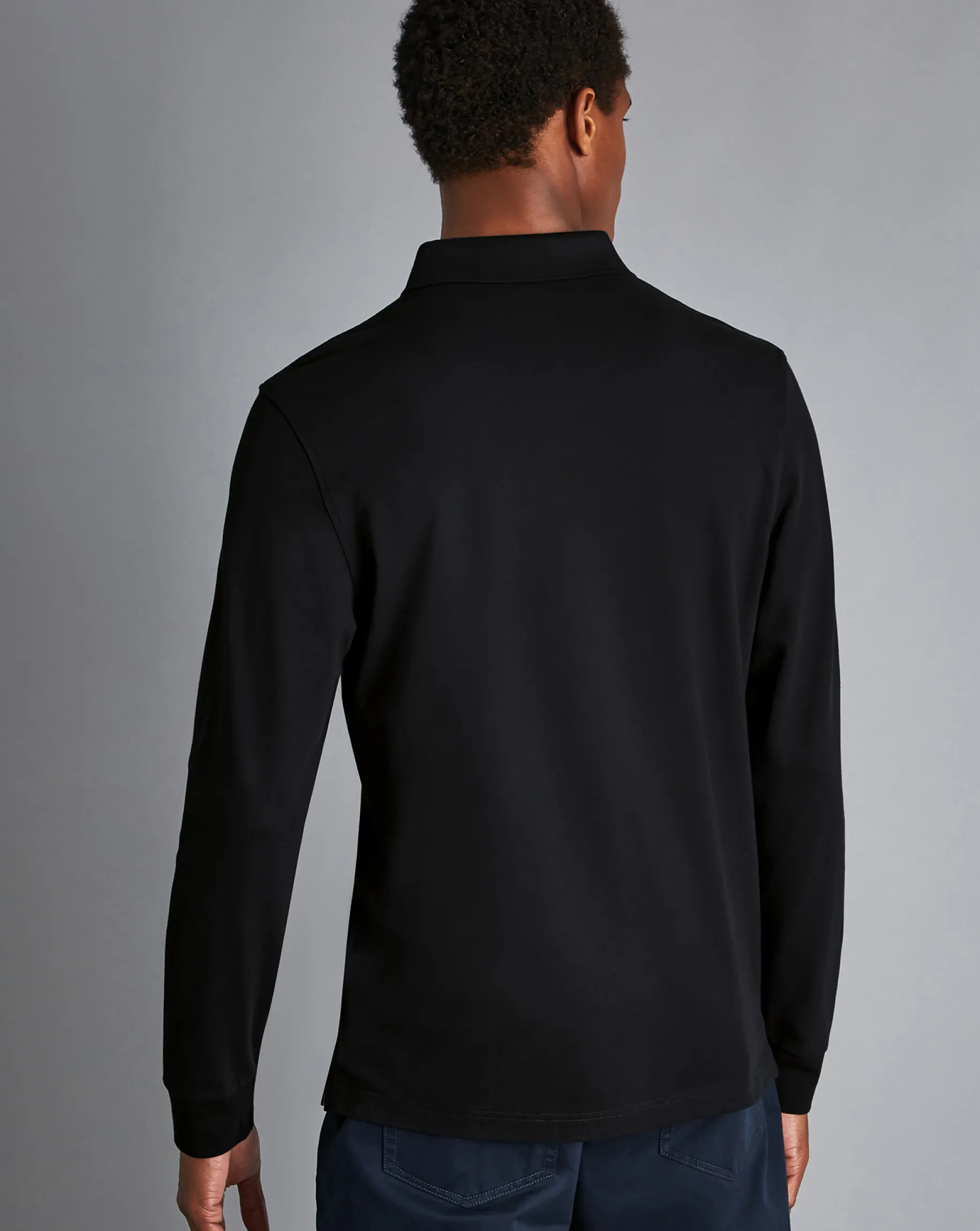 Black|Long Sleeve polos<Charles Tyrwhitt Tyrwhitt Long Sleeve Pique Polo - Black