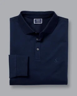 Blue Shirts|Blue<Charles Tyrwhitt Tyrwhitt Long Sleeve Pique Polo - Navy