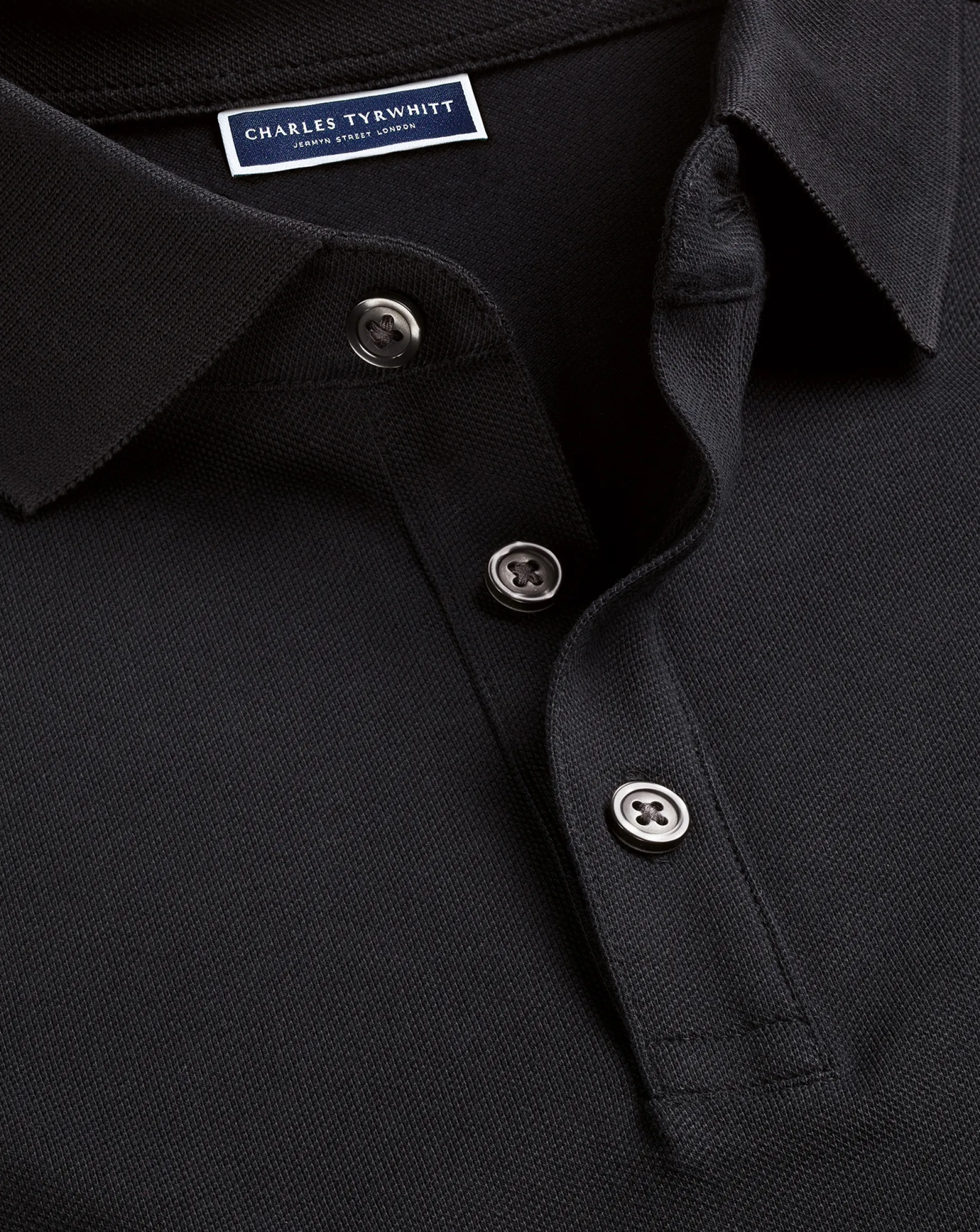 Golf polos|Black<Charles Tyrwhitt Tyrwhitt Pique Polo - Black