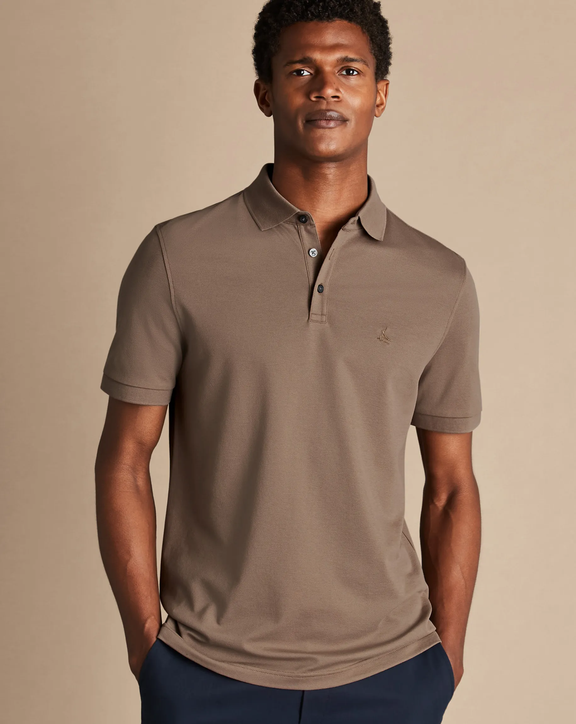 Golf polos|Short Sleeve polos<Charles Tyrwhitt Tyrwhitt Pique Polo - Camel