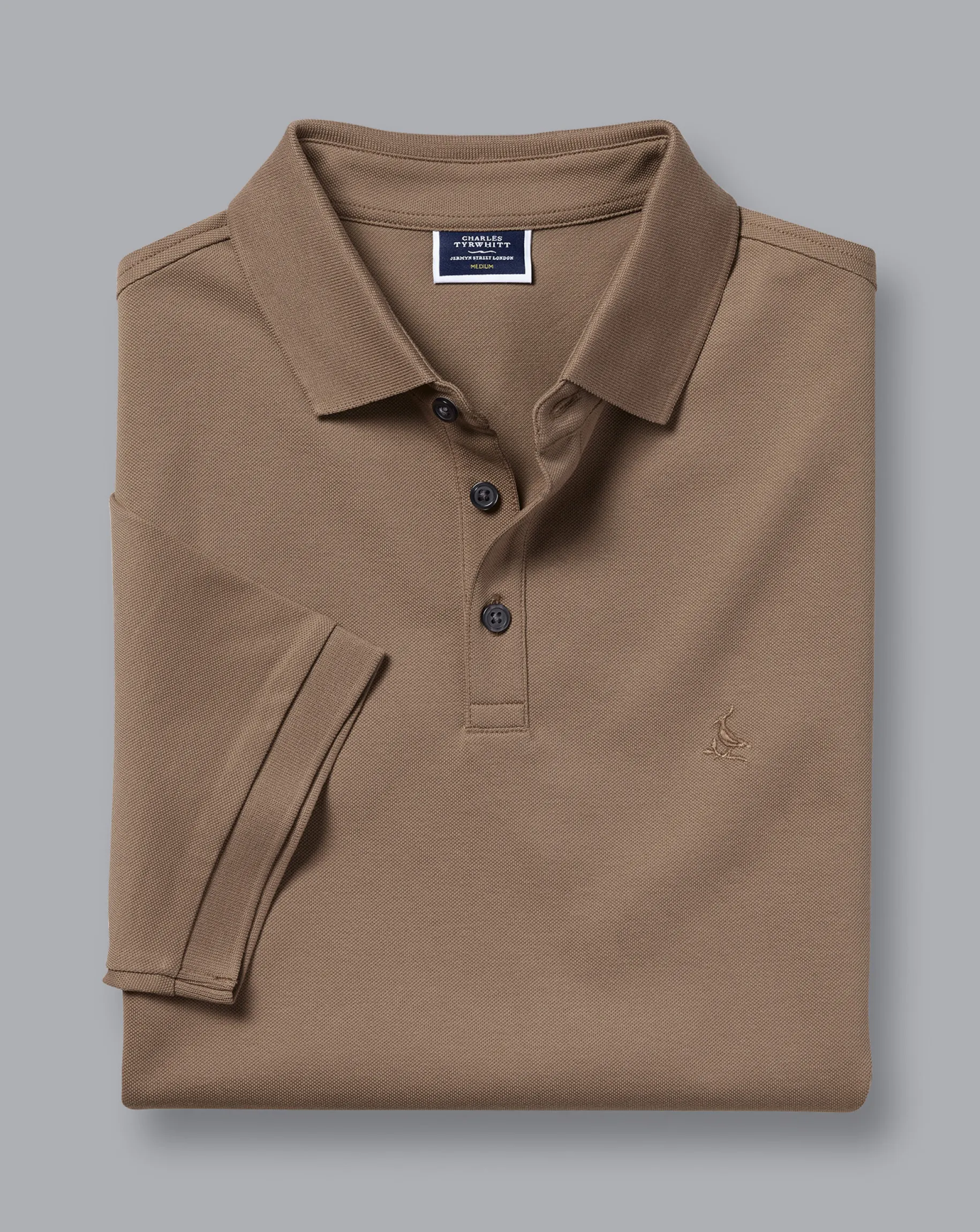 Golf polos|Short Sleeve polos<Charles Tyrwhitt Tyrwhitt Pique Polo - Camel