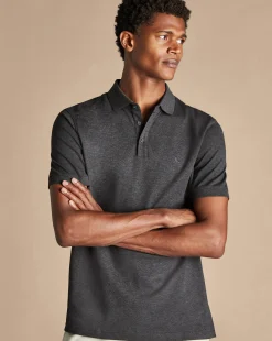 Golf polos|Grey<Charles Tyrwhitt Tyrwhitt Pique Polo - Dark Grey Marl