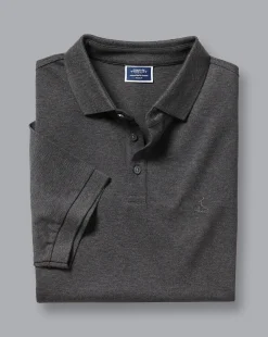 Golf polos|Grey<Charles Tyrwhitt Tyrwhitt Pique Polo - Dark Grey Marl