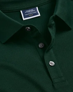 Golf polos|green<Charles Tyrwhitt Tyrwhitt Pique Polo - Dark Green