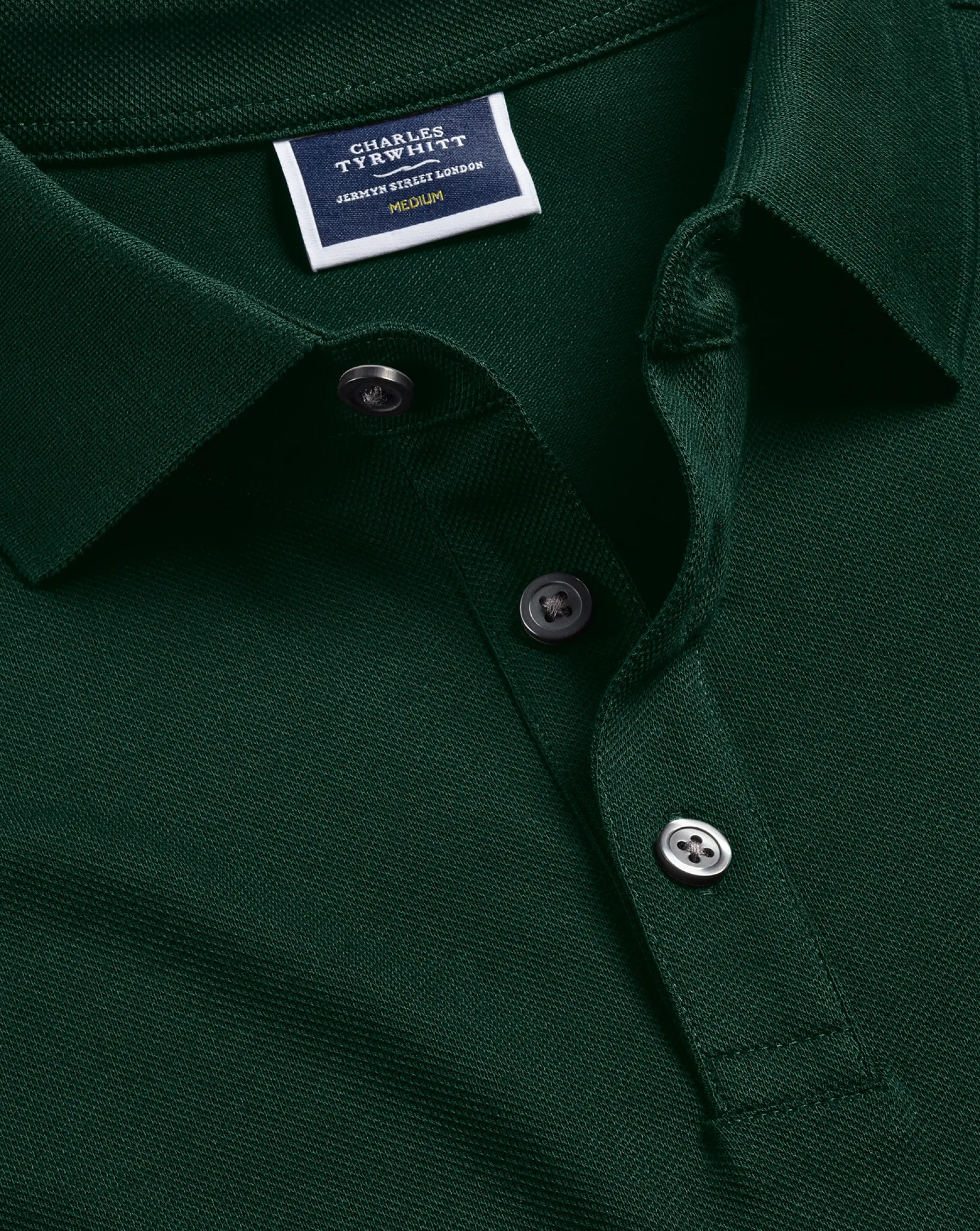 Golf polos|green<Charles Tyrwhitt Tyrwhitt Pique Polo - Dark Green