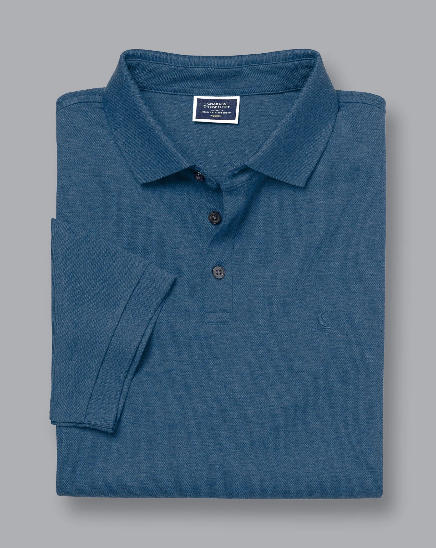 Blue Shirts|Golf polos<Charles Tyrwhitt Tyrwhitt Pique Polo - Marl Indigo