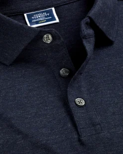 Golf polos|Blue Shirts<Charles Tyrwhitt Tyrwhitt Pique Polo - Navy Blue Melange