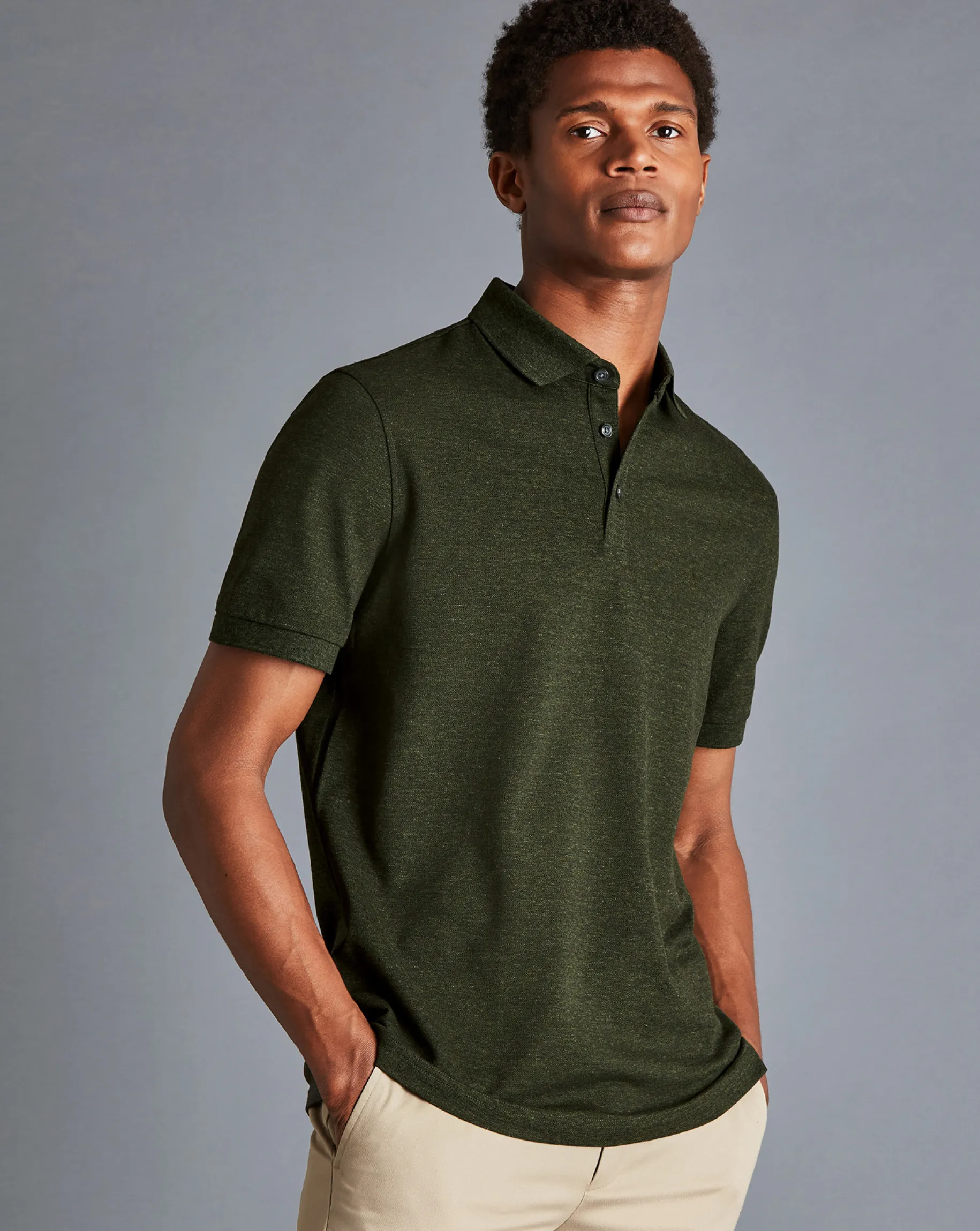 Shirt Sale|Polos<Charles Tyrwhitt Tyrwhitt Pique Polo - Olive Melange