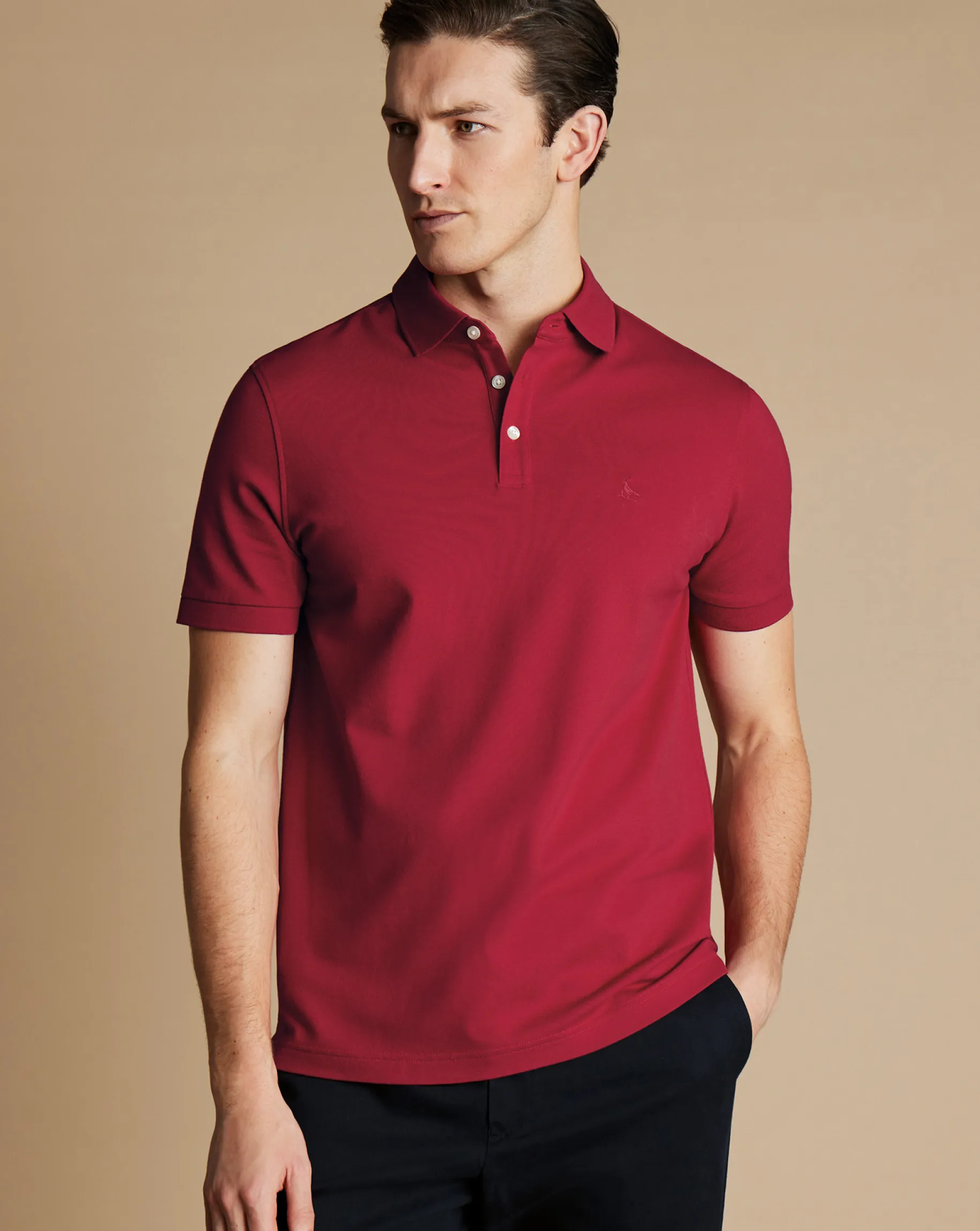 Golf polos|Short Sleeve polos<Charles Tyrwhitt Tyrwhitt Pique Polo - Red