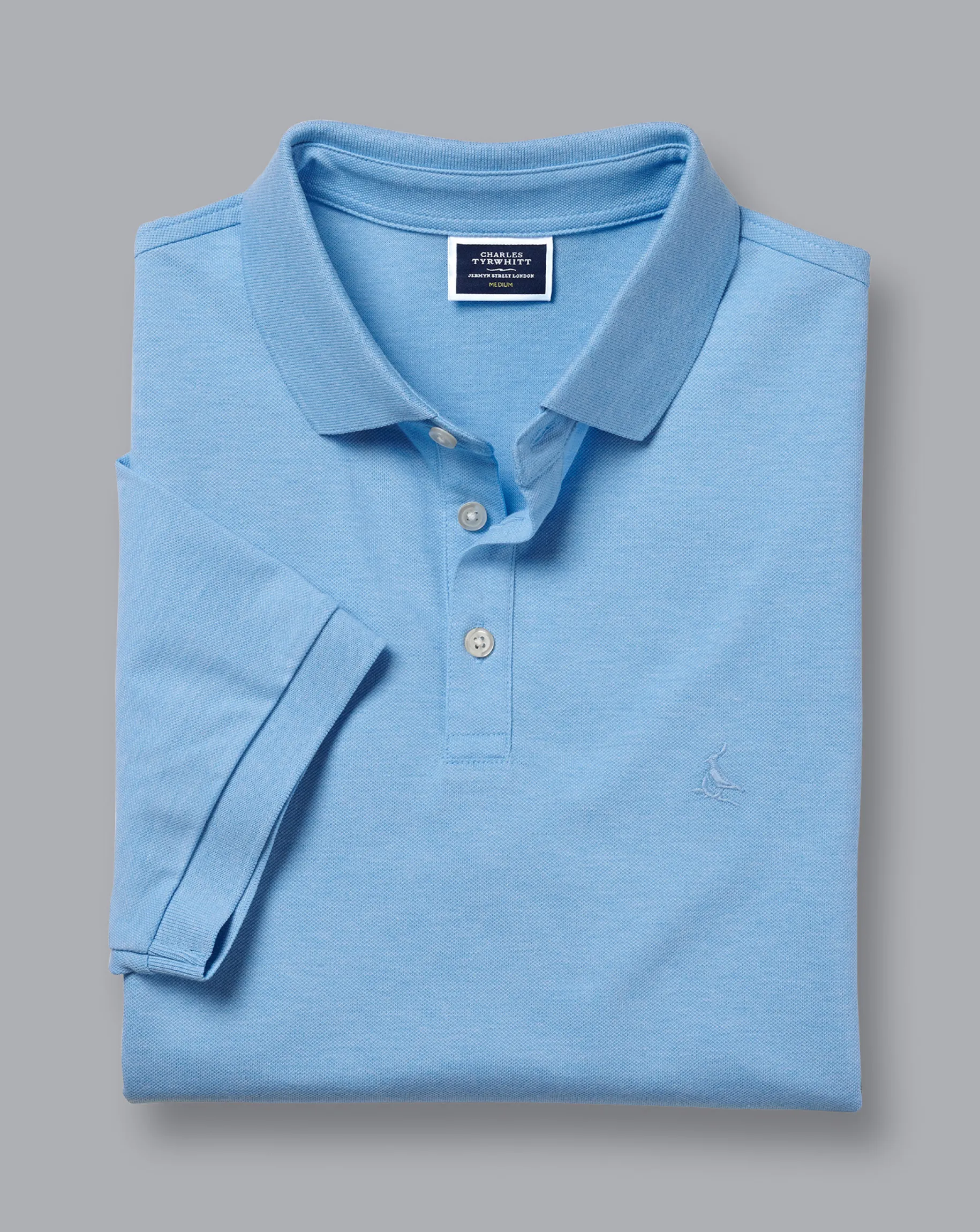 Blue Shirts|Golf polos<Charles Tyrwhitt Tyrwhitt Pique Polo - Sky Blue Sky and Blue