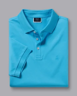 Shirt Sale|Polos<Charles Tyrwhitt Tyrwhitt Pique Polo - Turquoise Blue Light Turquoise