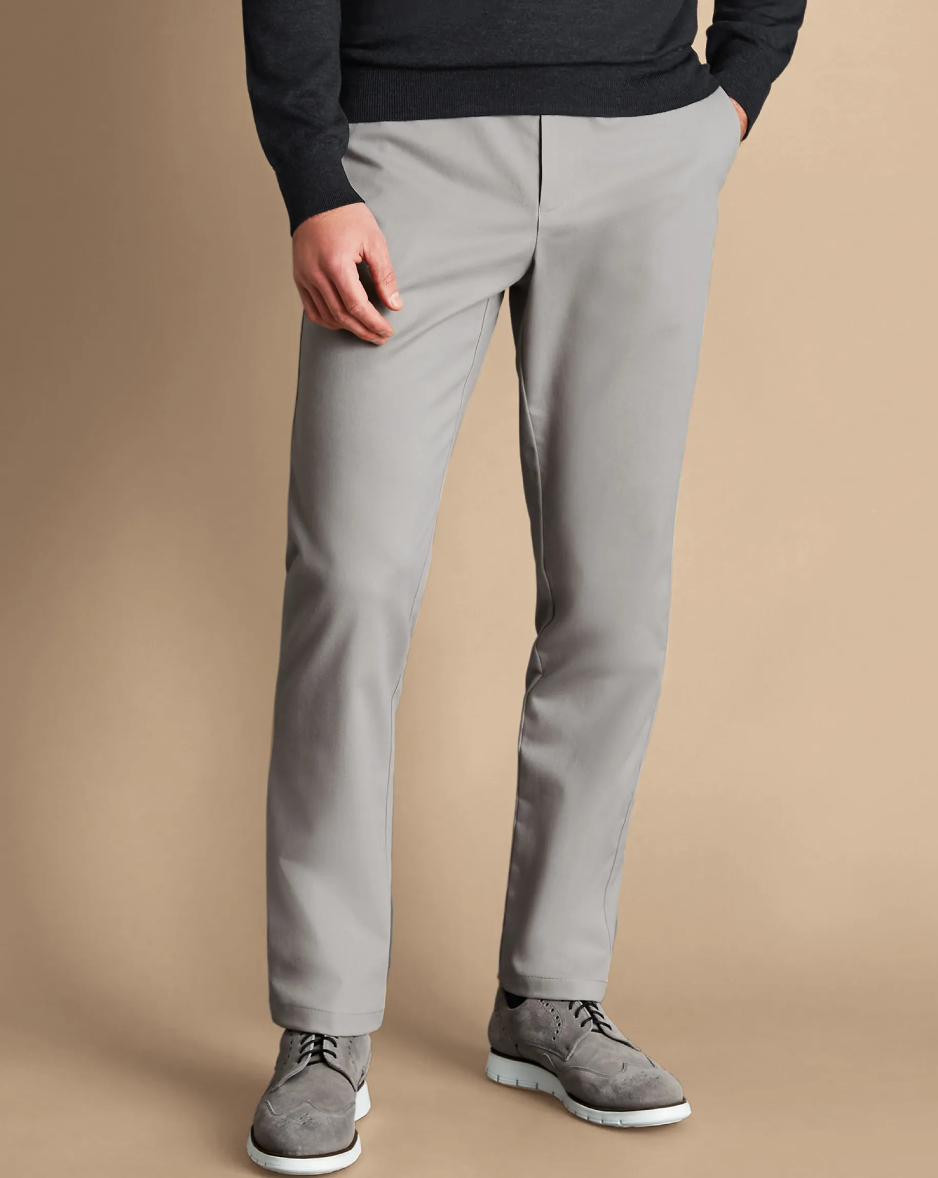 Golf Collection|Chinos<Charles Tyrwhitt Ultimate Non-Iron Chinos - Light Grey