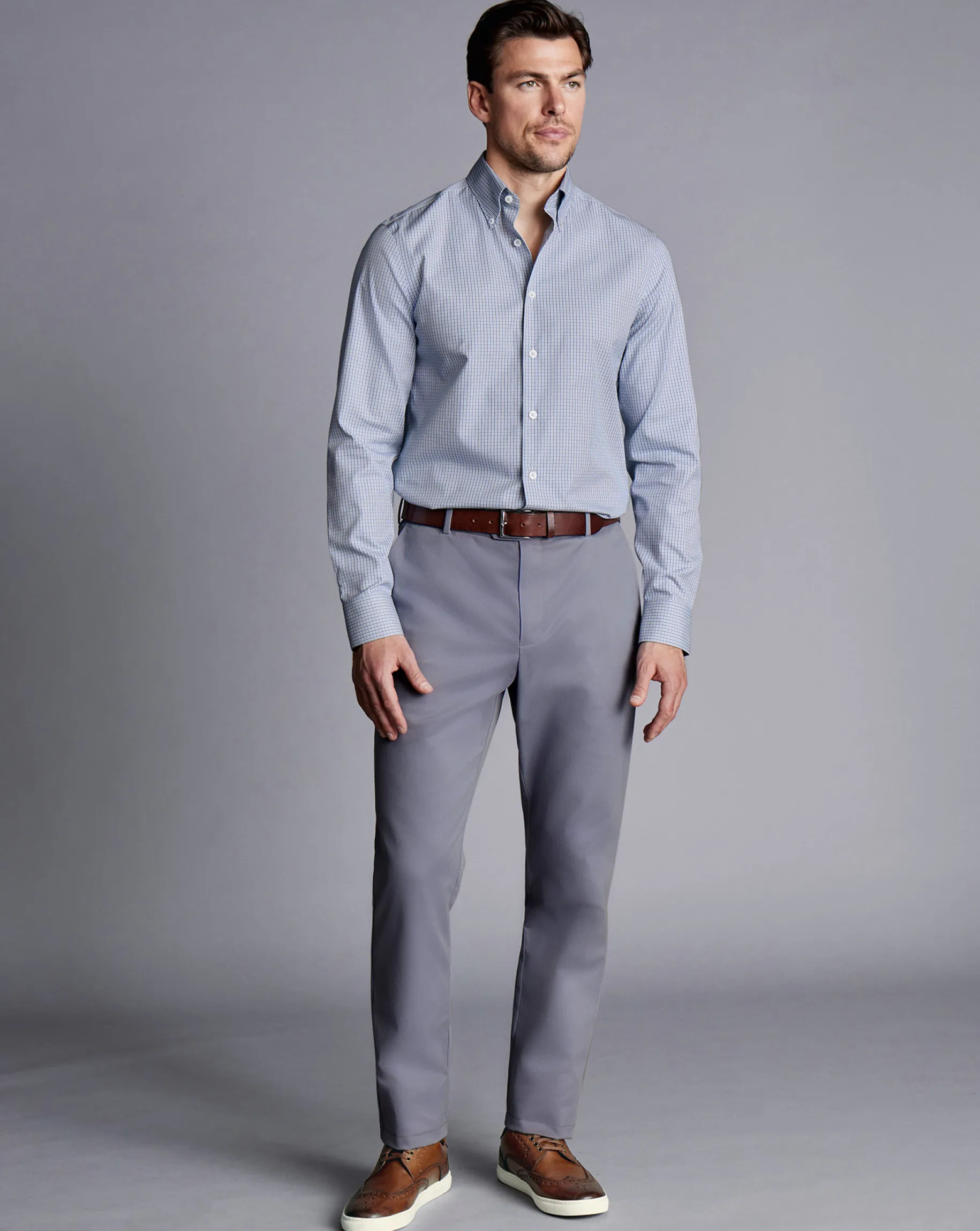 The Ultimate Chino|Pants & Shorts<Charles Tyrwhitt Ultimate Non-Iron Chinos - Heather Blue