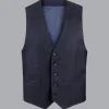 Vests<Charles Tyrwhitt Ultimate Performance Check Suit Vest - Navy
