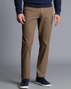 Pants & Shorts<Charles Tyrwhitt Washed Texture 5 Pocket Pants - Taupe