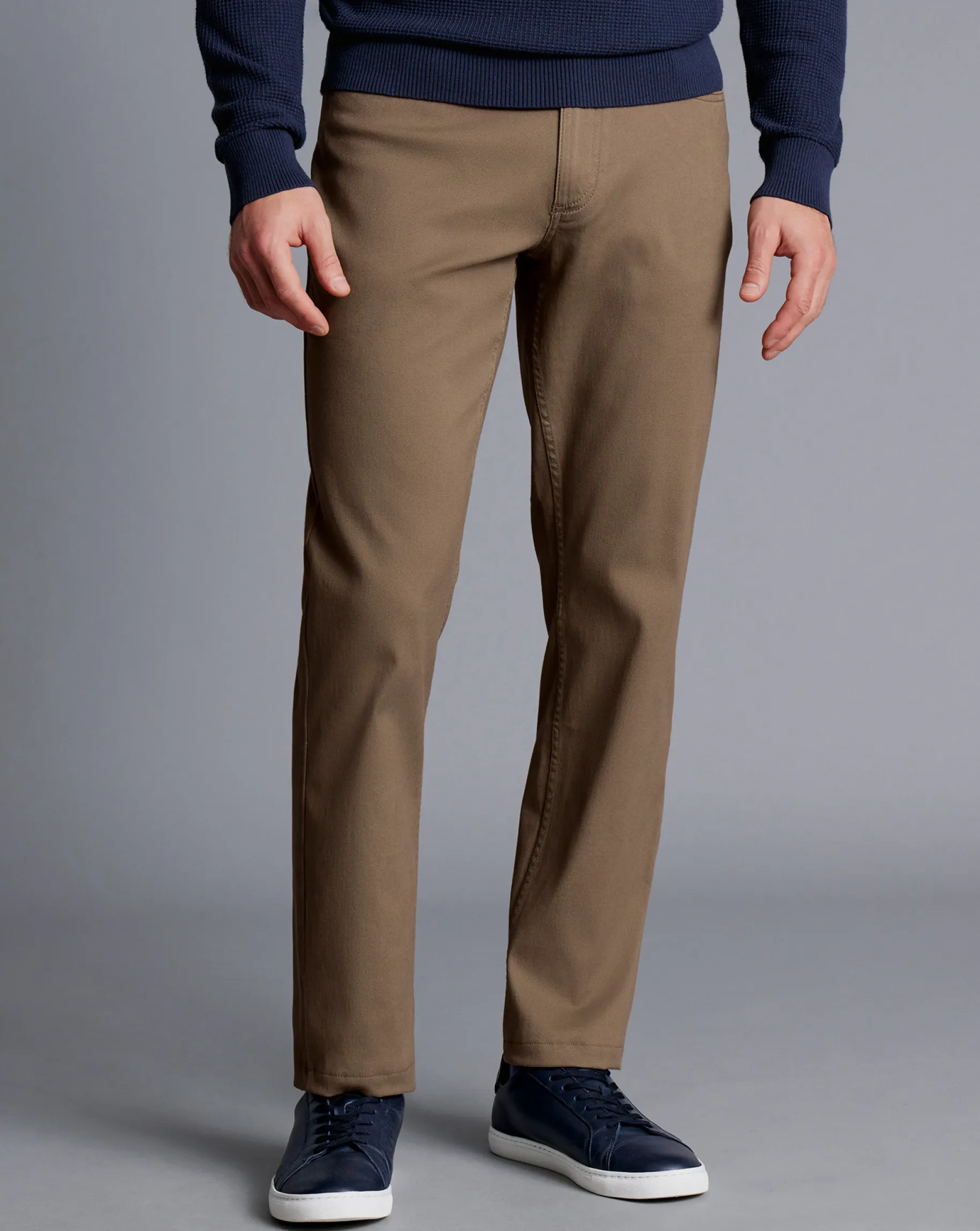 Pants & Shorts<Charles Tyrwhitt Washed Texture 5 Pocket Pants - Taupe