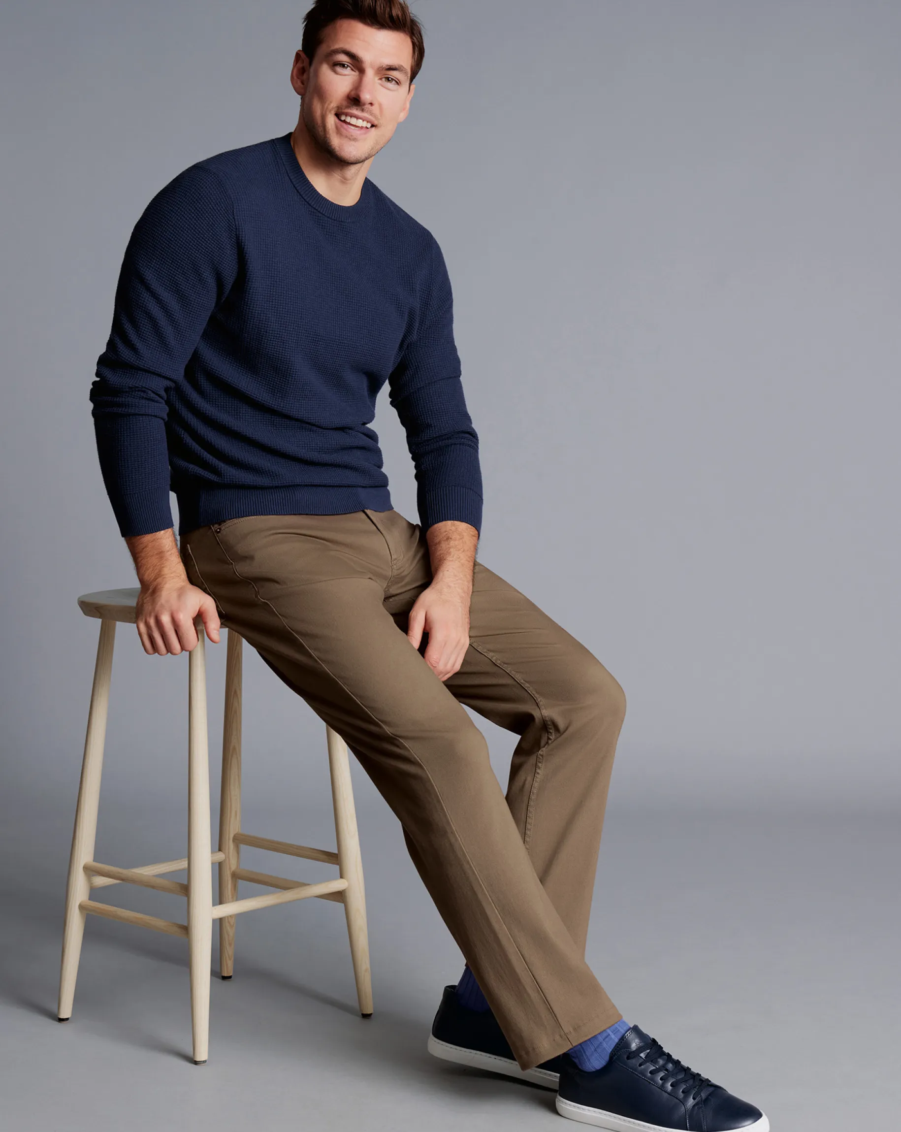 Pants & Shorts<Charles Tyrwhitt Washed Texture 5 Pocket Pants - Taupe