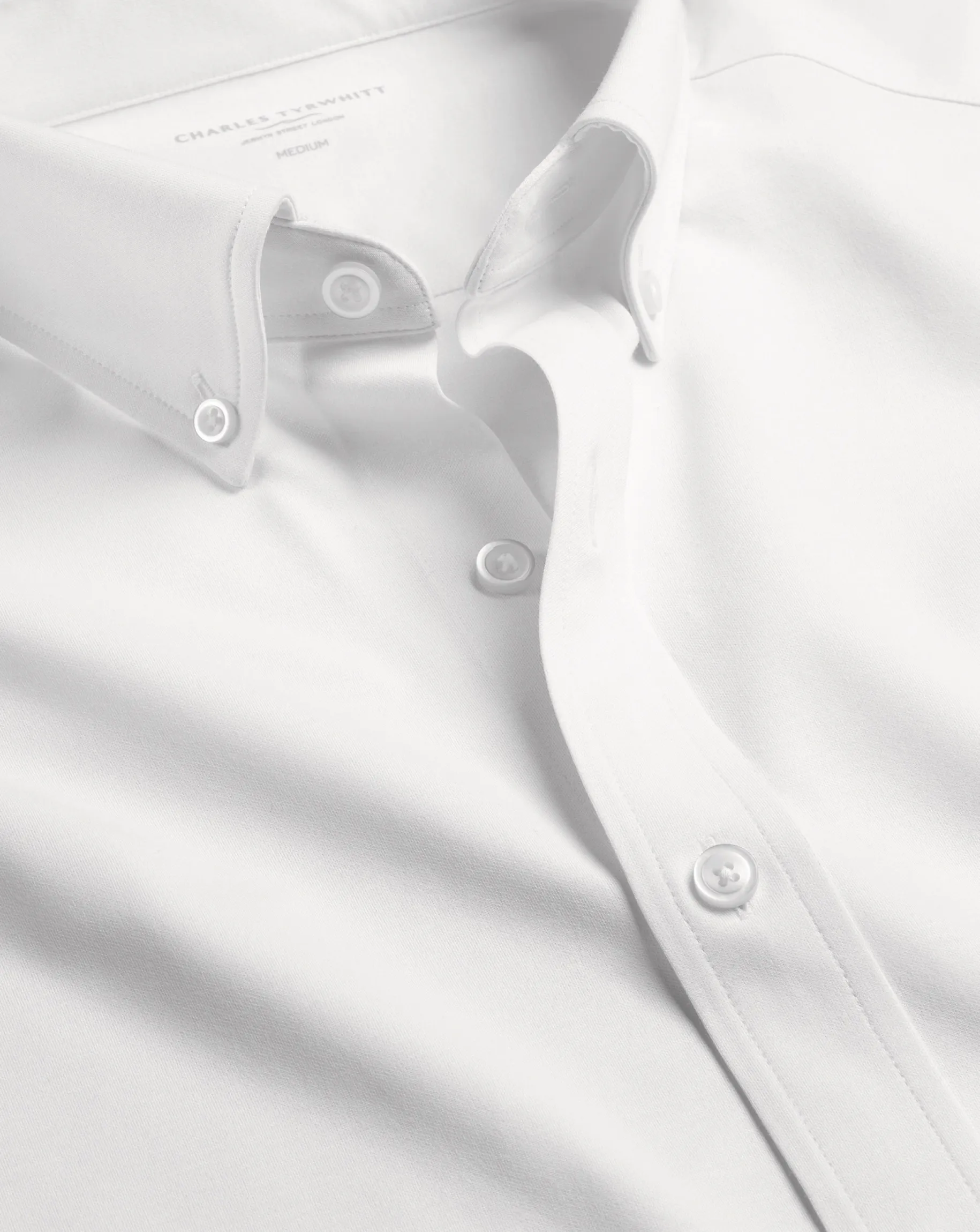 Casual Shirts|Non-Iron Shirts<Charles Tyrwhitt 4-Way Stretch Jersey Shirt - White