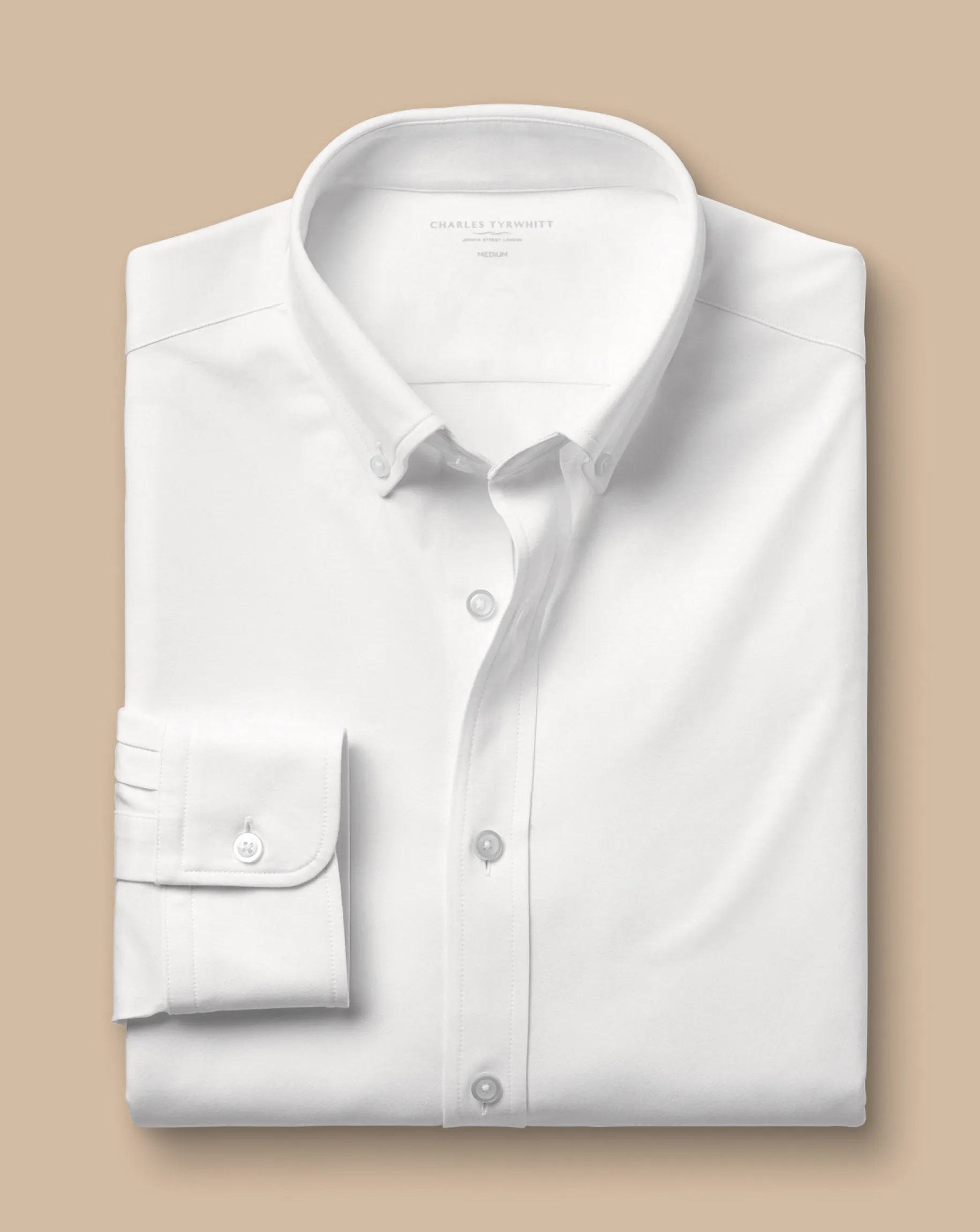 Casual Shirts|Non-Iron Shirts<Charles Tyrwhitt 4-Way Stretch Jersey Shirt - White