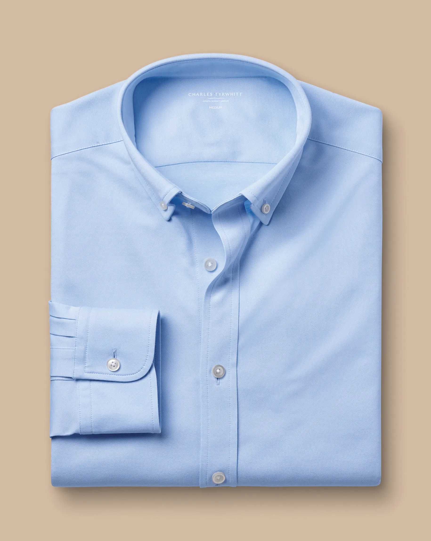 Casual Shirts|Blue Shirts<Charles Tyrwhitt 4-Way Stretch Jersey Shirt - Blue Sky