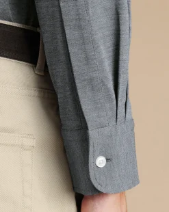 Casual Shirts|Non-Iron Shirts<Charles Tyrwhitt 4-Way Stretch Jersey Shirt - Flint Grey