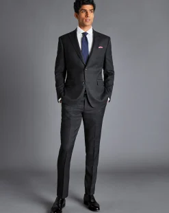 Suit Jackets|Blazers<Charles Tyrwhitt Windowpane Check Birdseye Travel Suit Jacket - Grey Charcoal