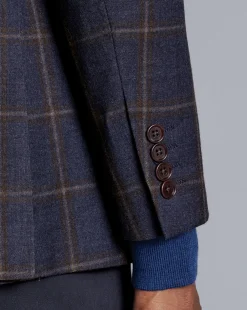 Coats & Jackets|Blazers<Charles Tyrwhitt Windowpane Check Textured Wool Jacket - Steel Blue