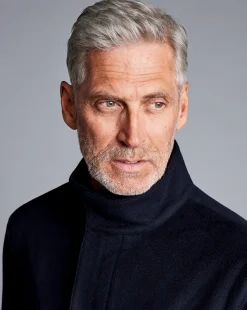 Coats|Navy<Charles Tyrwhitt Wool Car Coat - Navy