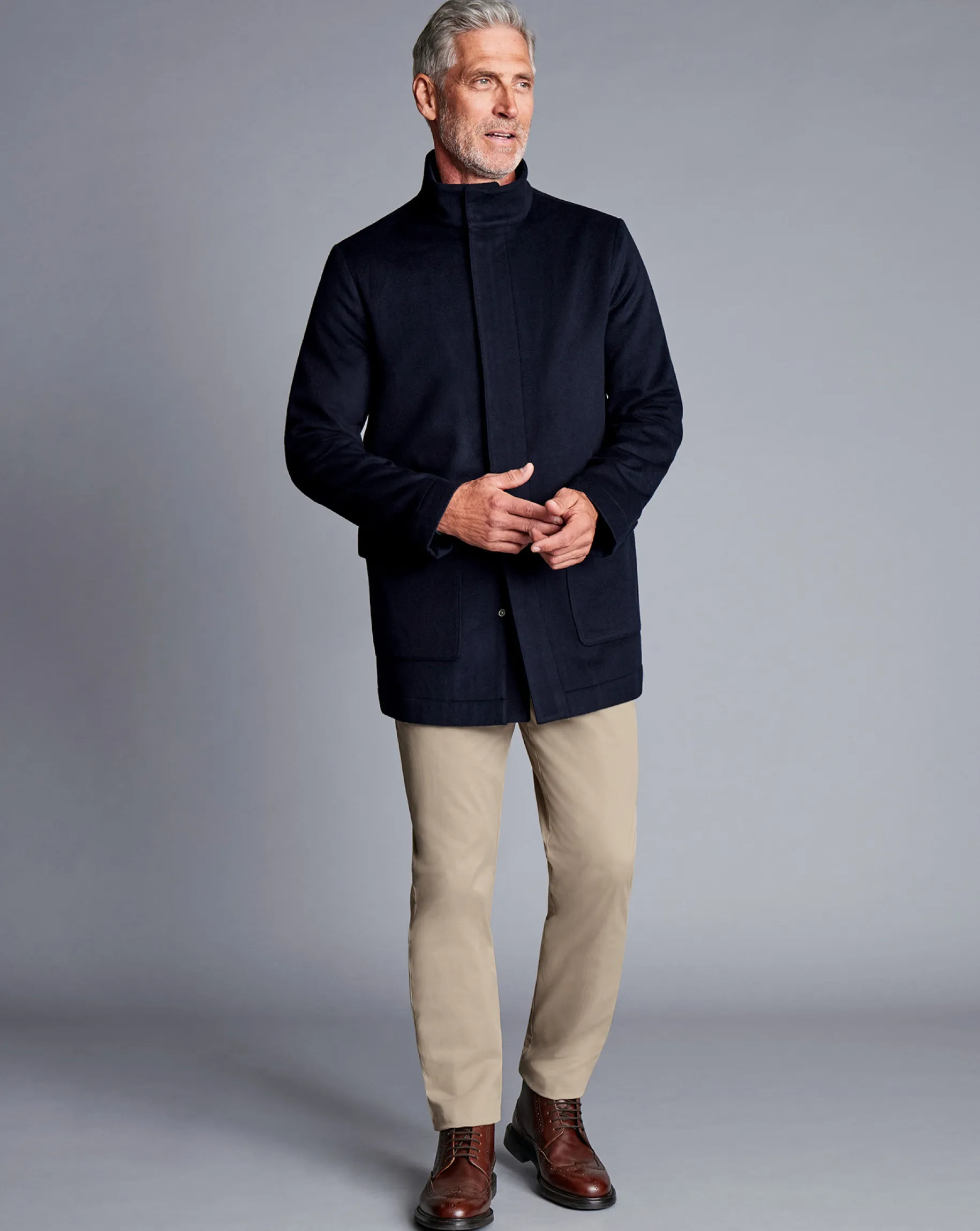 Coats|Navy<Charles Tyrwhitt Wool Car Coat - Navy