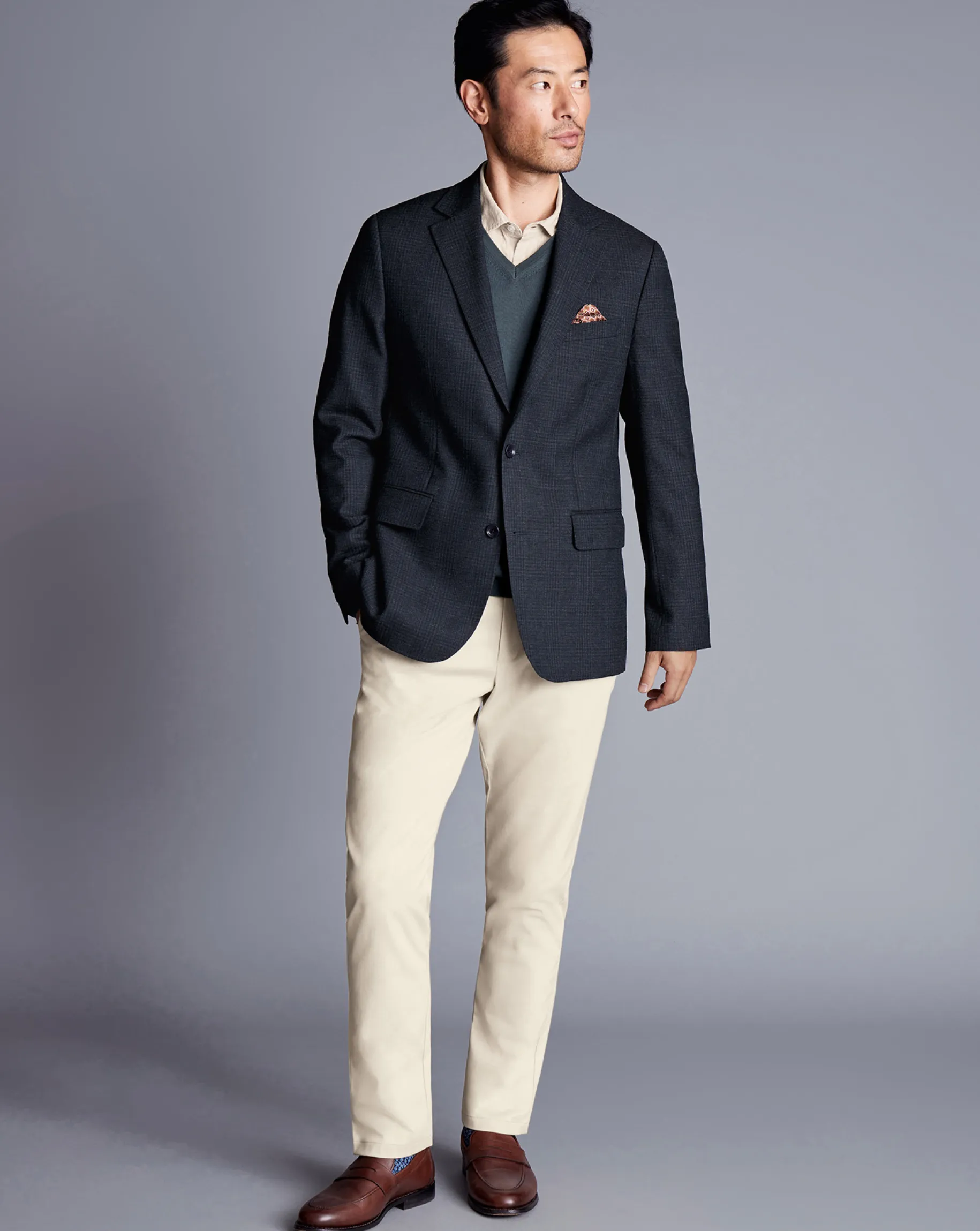 Coats & Jackets|Blazers<Charles Tyrwhitt Wool Check Jacket - Denim Blue