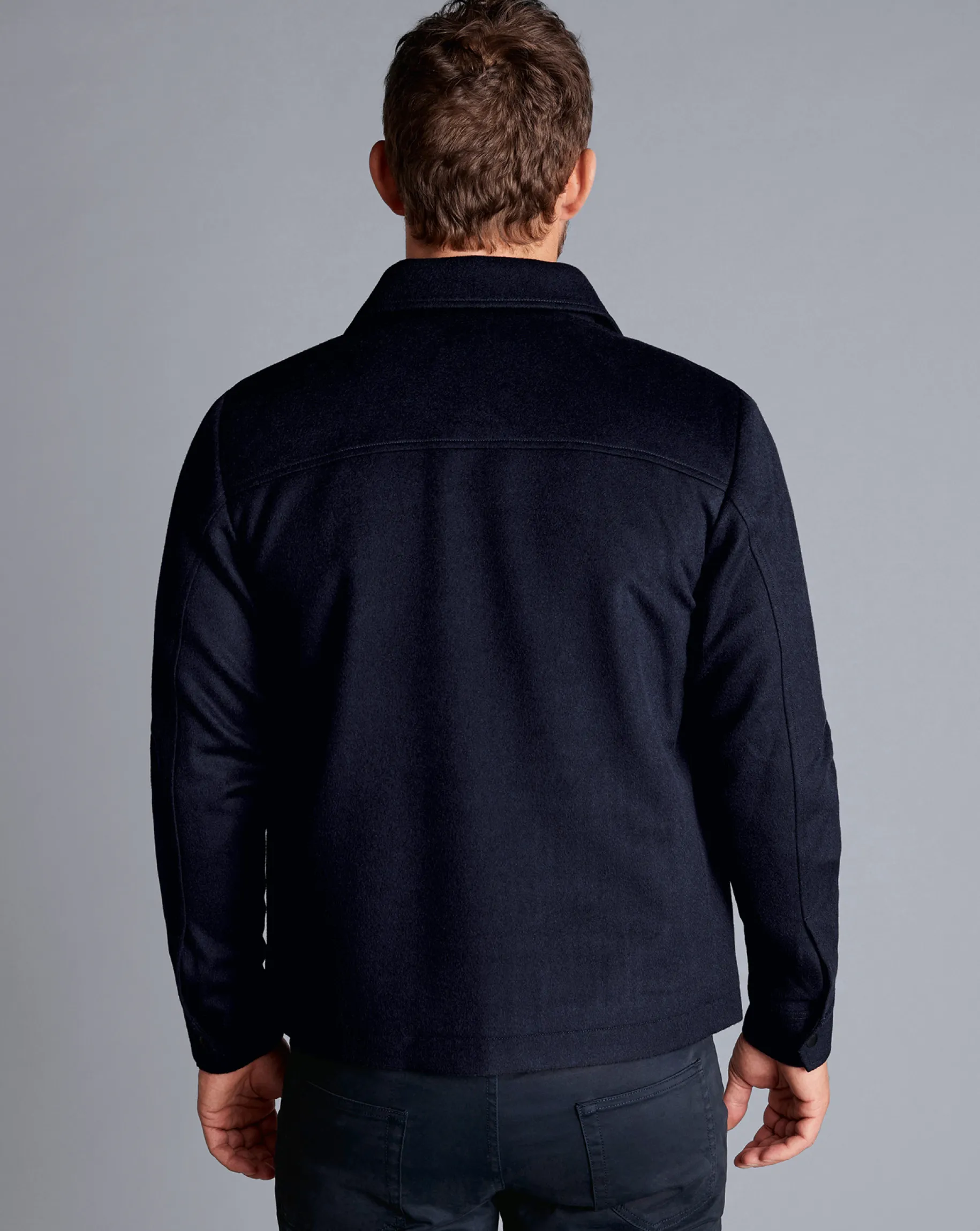 Coats|Casual Jackets<Charles Tyrwhitt Wool Harrington Jacket - Navy