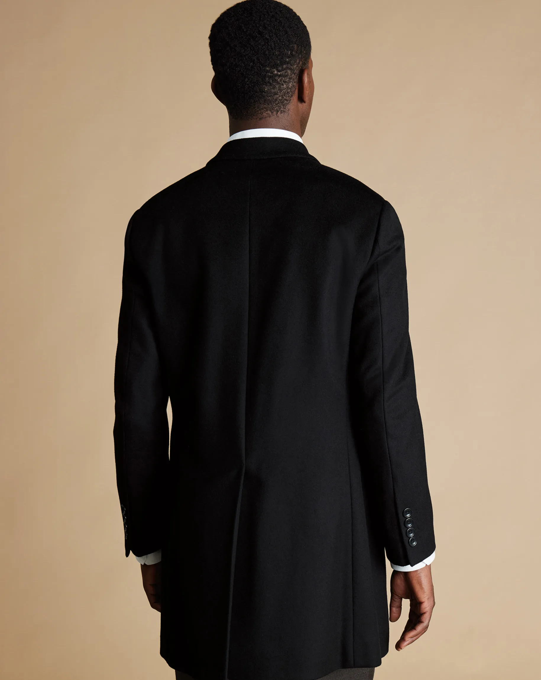 Coats|Black<Charles Tyrwhitt Wool Overcoat - Black