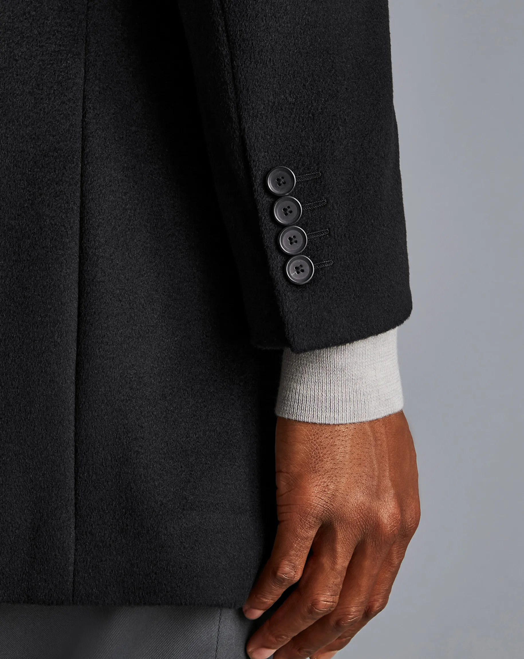Coats|Black<Charles Tyrwhitt Wool Overcoat - Black