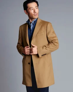 Coats|Brown<Charles Tyrwhitt Wool Overcoat - Camel