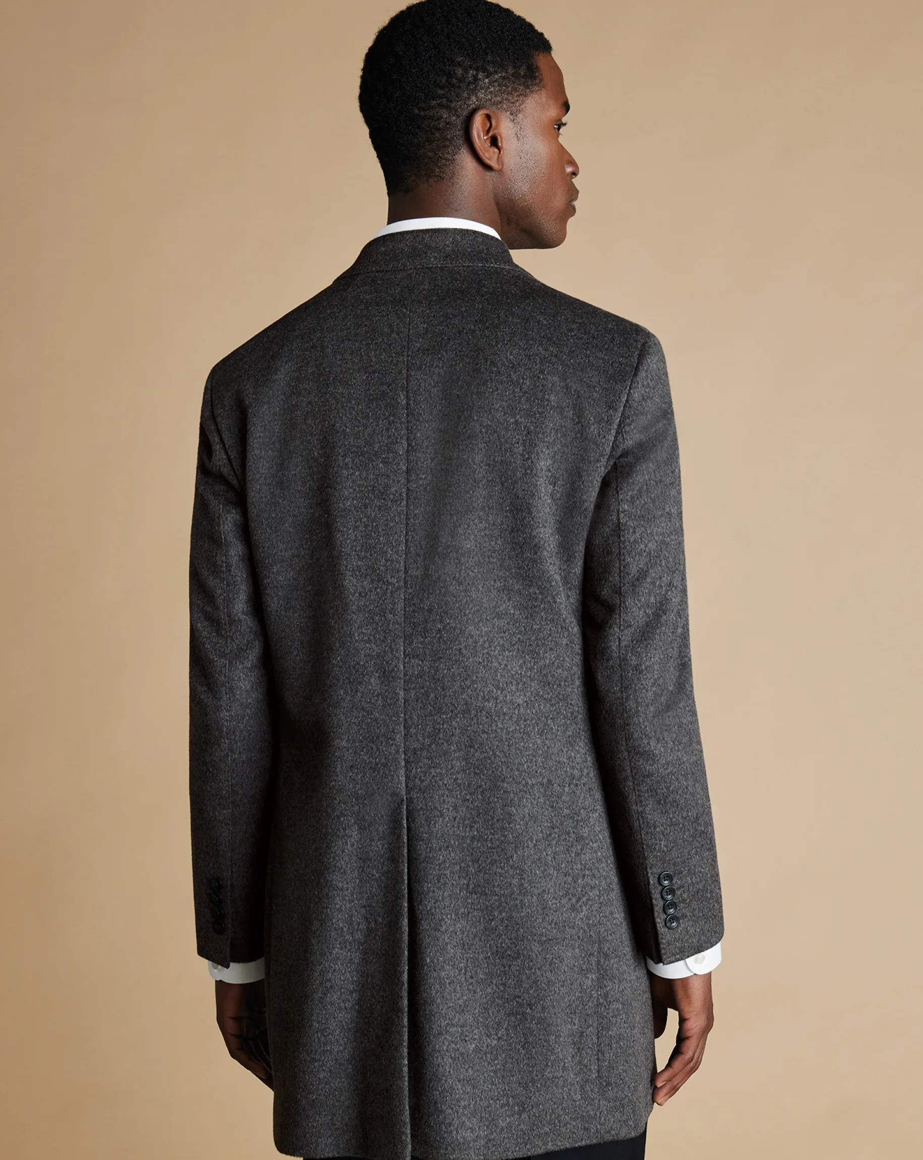 Coats<Charles Tyrwhitt Wool Overcoat - Dark Grey