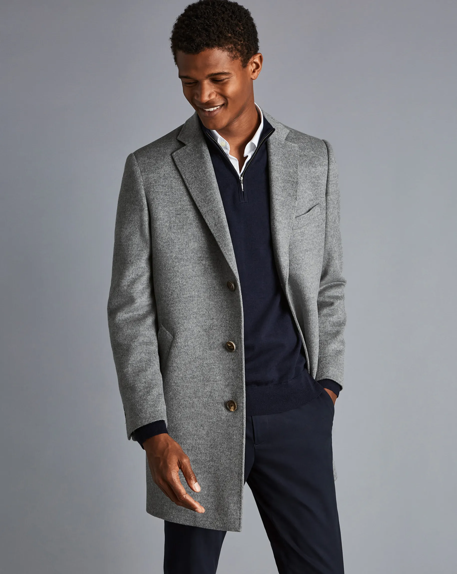 Coats & Jackets<Charles Tyrwhitt Wool Overcoat - Grey